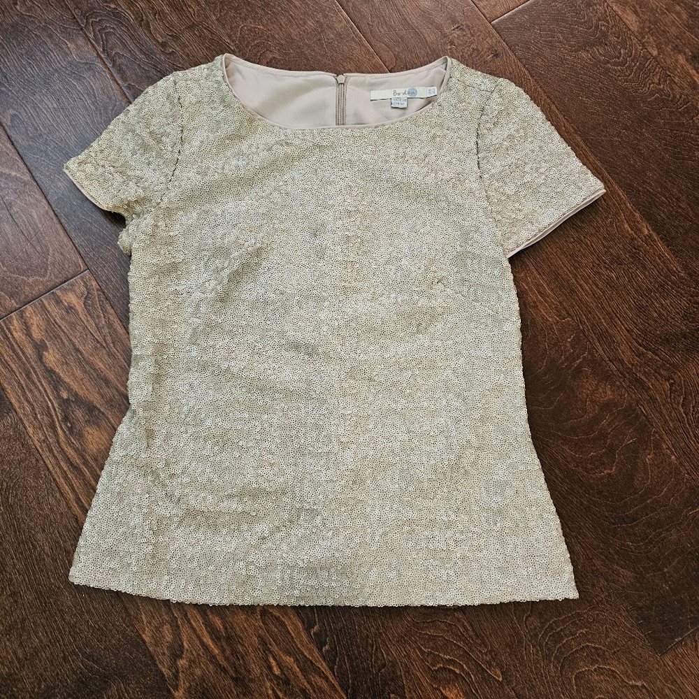Boden Gold Sequin Blouse Size 2